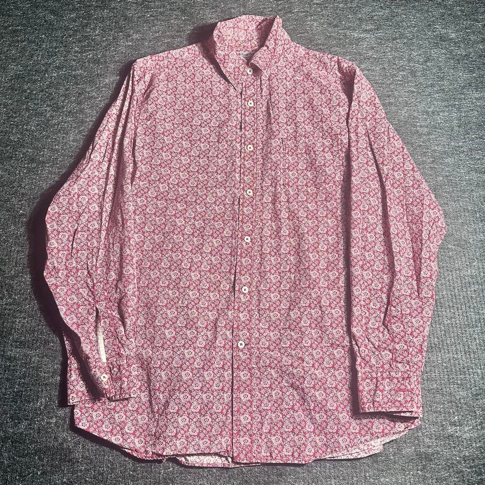 Lucky Brand Dungarees Mens XL Red Floral Button Up Shirt 7M40050 Cotton